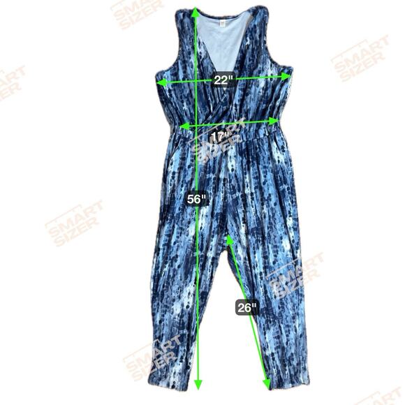Old Navy Women’s XL Active Blue Pattern Jumpsuit Breath On Stretchy Pockets - Picture 7 of 7